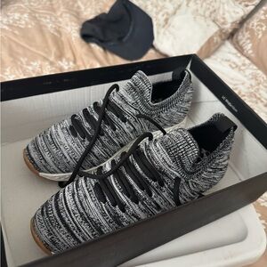 Black and White Knit Sneakers